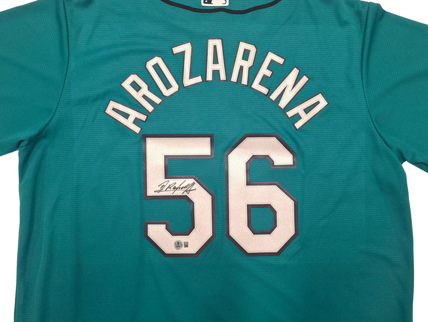 Seattle Mariners Randy Arozarena Autographed Teal Nike Jersey Size XL Beckett BAS Witness Stock #252789