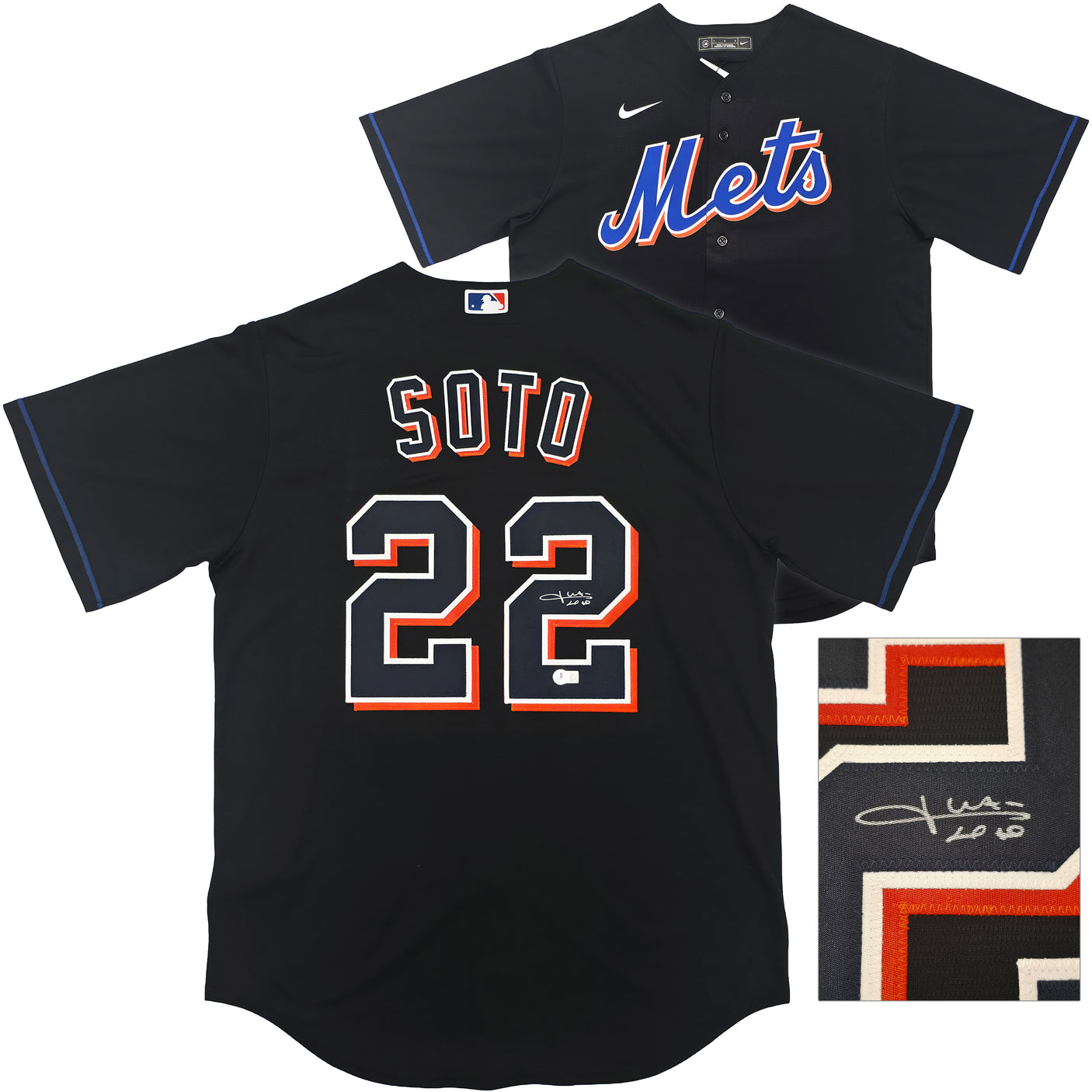 New York Mets Juan Soto Autographed Black Nike Jersey Size L Beckett BAS QR Stock #252776