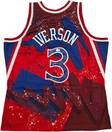 Philadelphia 76ers Allen Iverson Autographed Red & Blue Authentic Mitchell & Ness 1996-97 HWC Swingman Jersey Size 2XL "The Answer" Beckett BAS QR Stock #253249