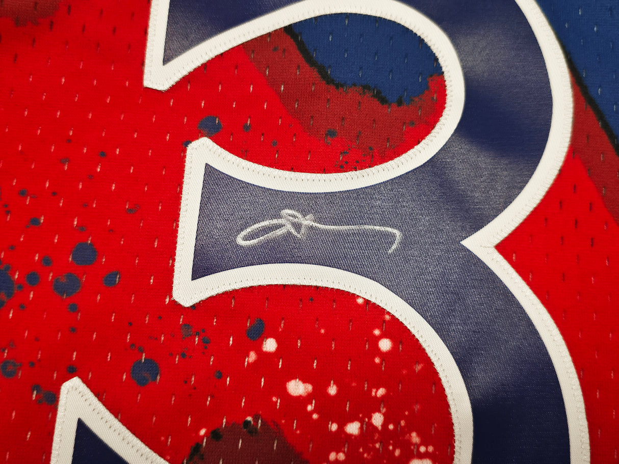 Philadelphia 76ers Allen Iverson Autographed Red & Blue Authentic Mitchell & Ness 1996-97 HWC Swingman Jersey Size 2XL "The Answer" Beckett BAS QR Stock #253249