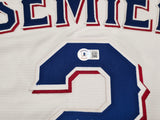Texas Rangers Marcus Semien Autographed White Nike Jersey Size XL "23 WS Champs" Beckett BAS Witness Stock #252434