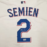 Texas Rangers Marcus Semien Autographed White Nike Jersey Size XL Beckett BAS Witness Stock #252431