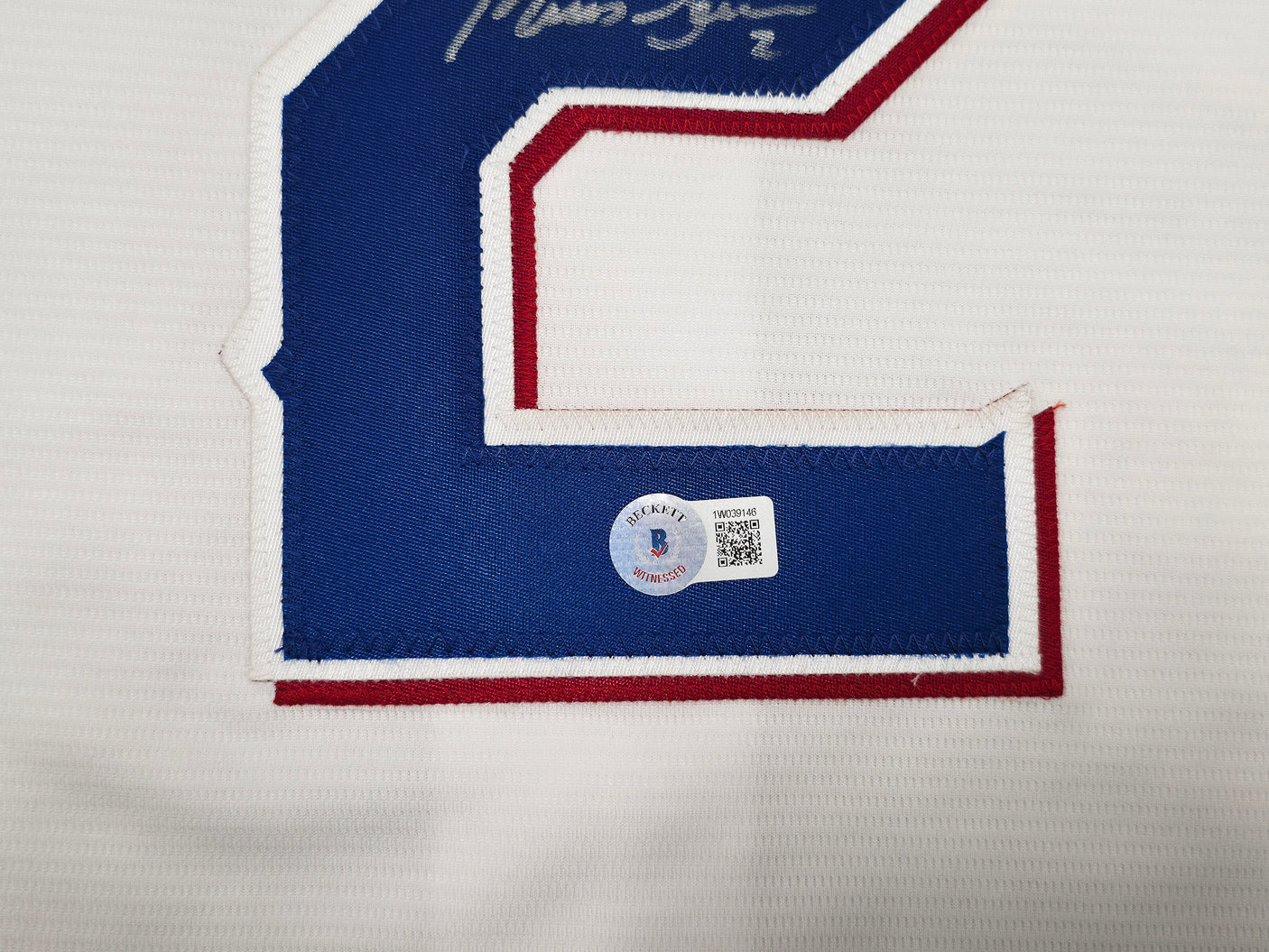 Texas Rangers Marcus Semien Autographed White Nike Jersey Size XL Beckett BAS Witness Stock #252431