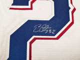 Texas Rangers Evan Carter Autographed White Nike Jersey Size XL "23 WS Champs" Beckett BAS Witness Stock #252437