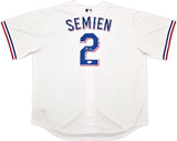 Texas Rangers Marcus Semien Autographed White Nike Jersey Size XXL Beckett BAS Witness Stock #252432