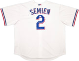 Texas Rangers Marcus Semien Autographed White Nike Jersey Size XXL "23 WS Champs" Beckett BAS Witness Stock #252435