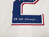 Texas Rangers Marcus Semien Autographed White Nike Jersey Size XXL "23 WS Champs" Beckett BAS Witness Stock #252435