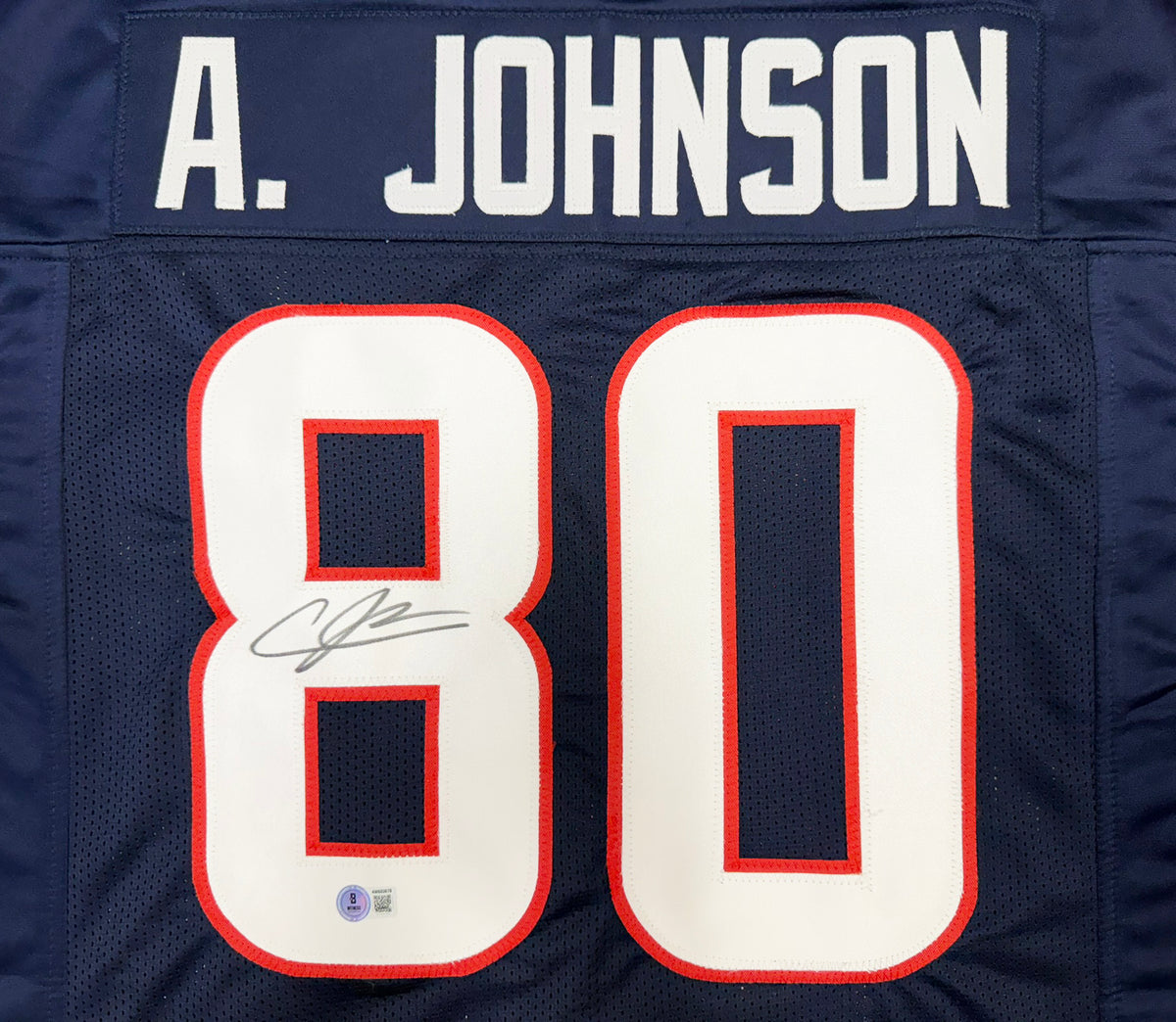 Houston Texans Andre Johnson Autographed Blue Jersey Beckett BAS Witness Stock #267653