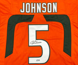 Miami Hurricanes Andre Johnson Autographed Orange Jersey Beckett BAS Witness Stock #267652