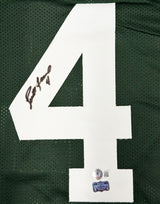 Green Bay Packers Brett Favre Autographed Green Jersey (Bleeding) Beckett BAS Witness Stock #267913