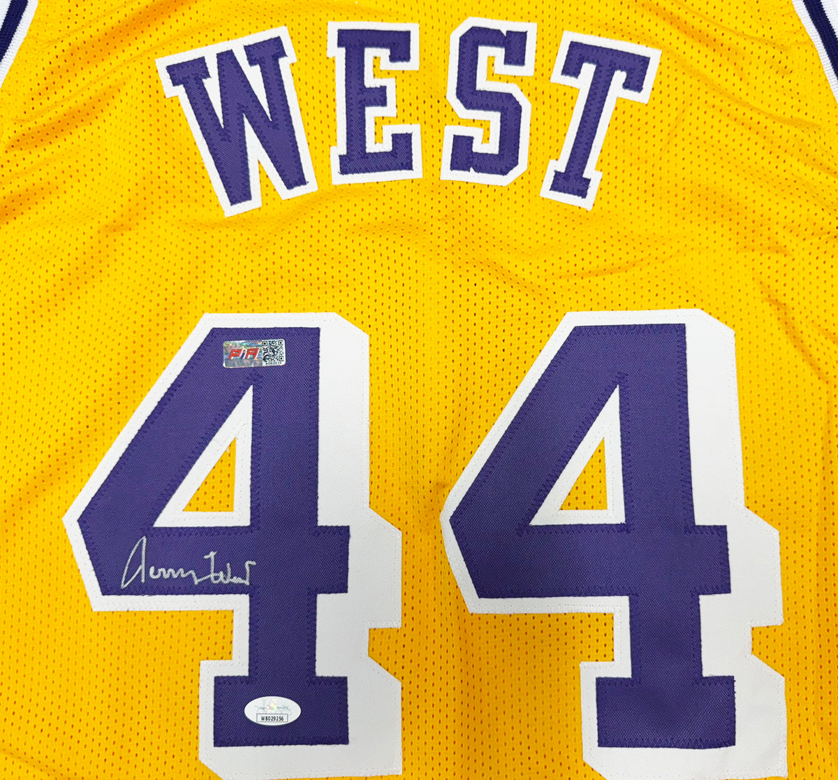 Los Angeles Lakers Jerry West Autographed Yellow Jersey JSA Witness Stock #267912