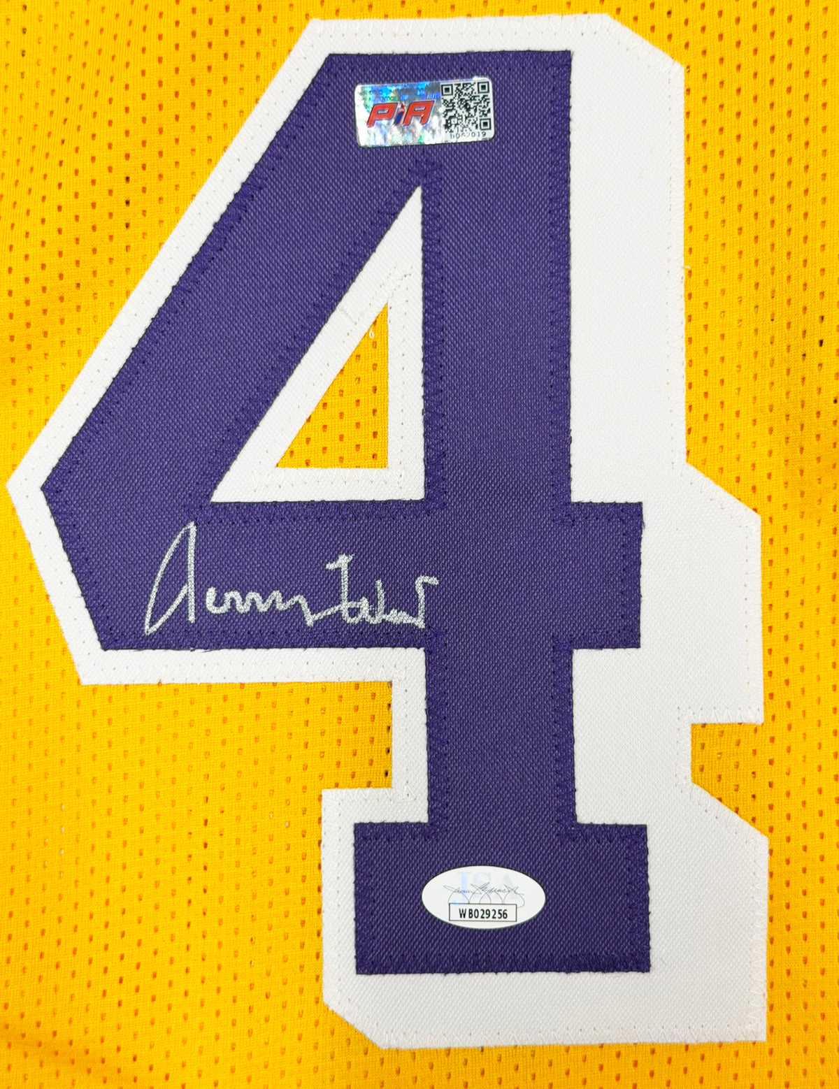 Los Angeles Lakers Jerry West Autographed Yellow Jersey JSA Witness Stock #267912