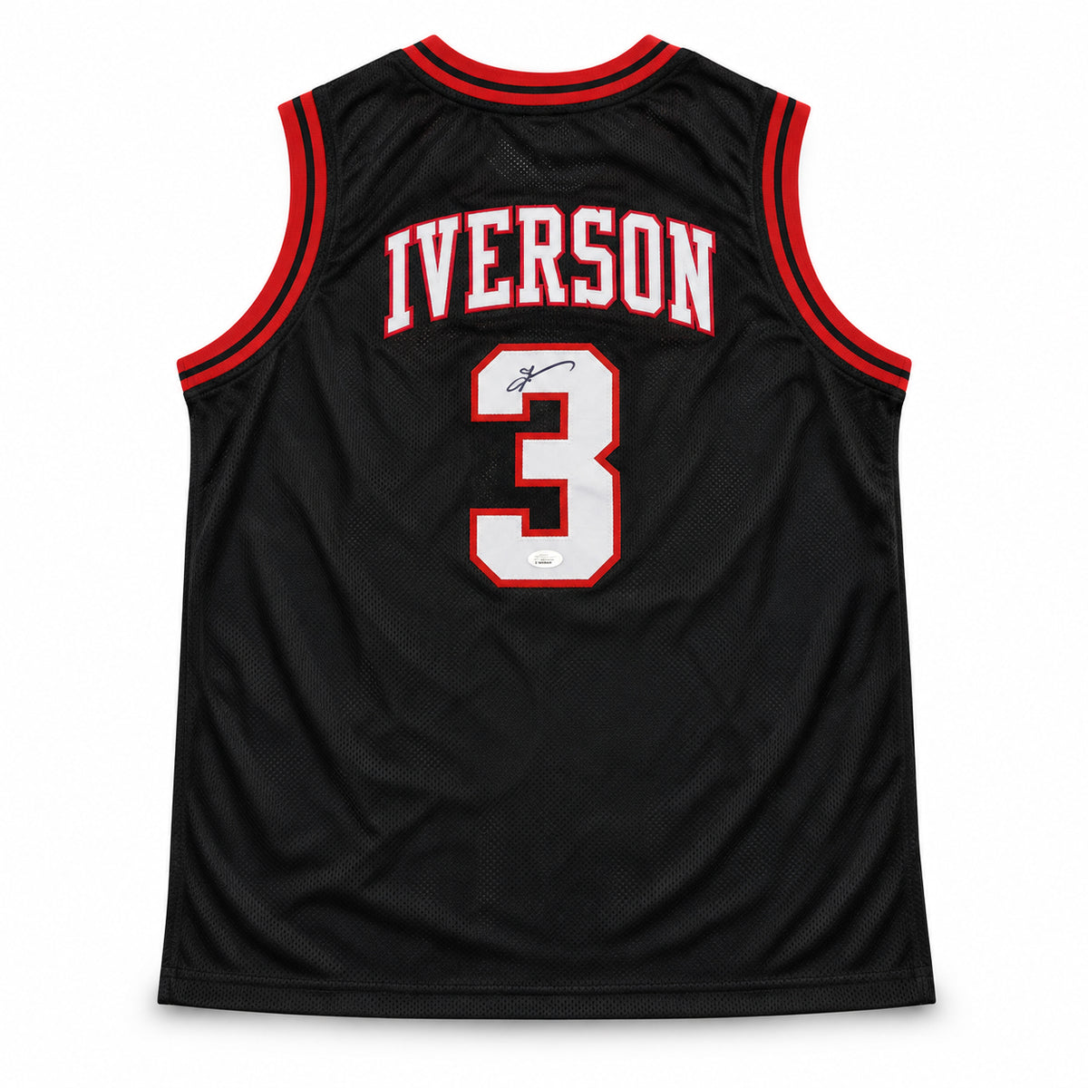 Philadelphia 76ers Allen Iverson Autographed Black Jersey JSA Stock #267923