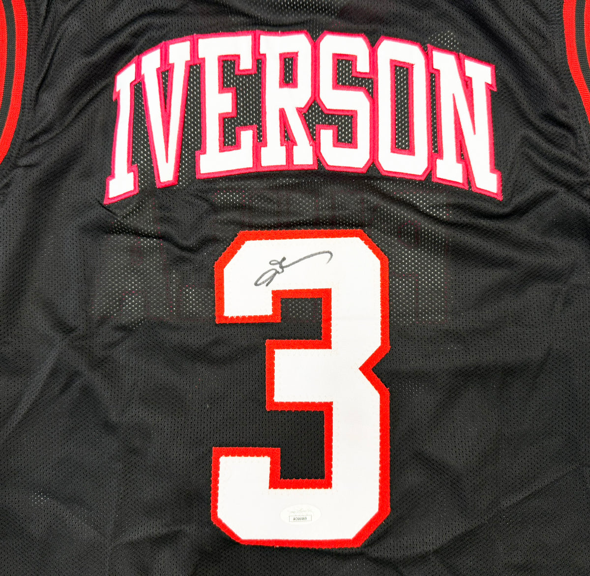 Philadelphia 76ers Allen Iverson Autographed Black Jersey JSA Stock #267923