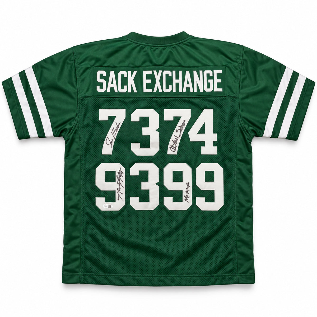 New York Jets Sack Exchange Autographed Green Jersey With 4 Signatures Including Joe Klecko JSA Stock #267918
