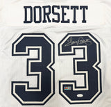 Dallas Cowboys Tony Dorsett Autographed White Jersey JSA Witness Stock #267914