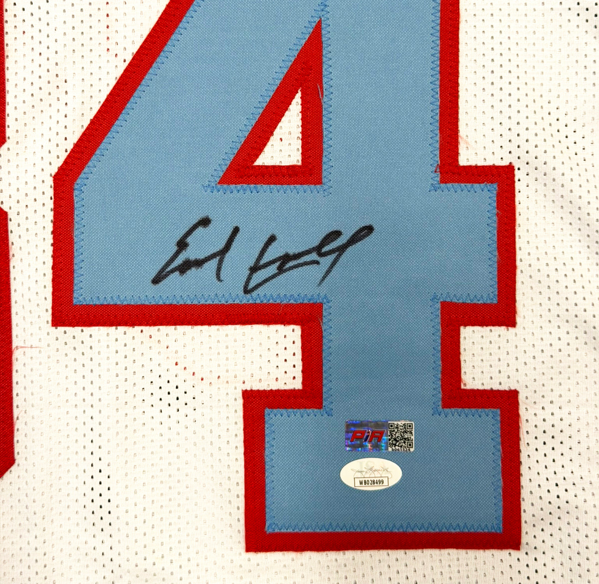 Houston Oilers Earl Campbell Autographed White Jersey JSA Witness Stock #267911