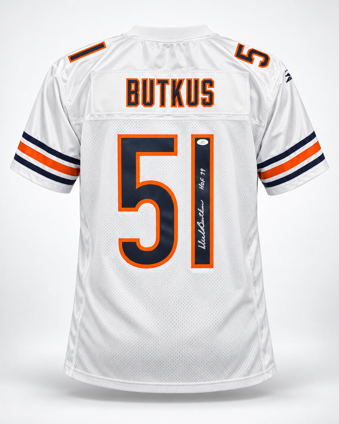 Chicago Bears Dick Butkus Autographed White Reebok Gridiron Classics Jersey Size XL "HOF 79" JSA Stock #267920