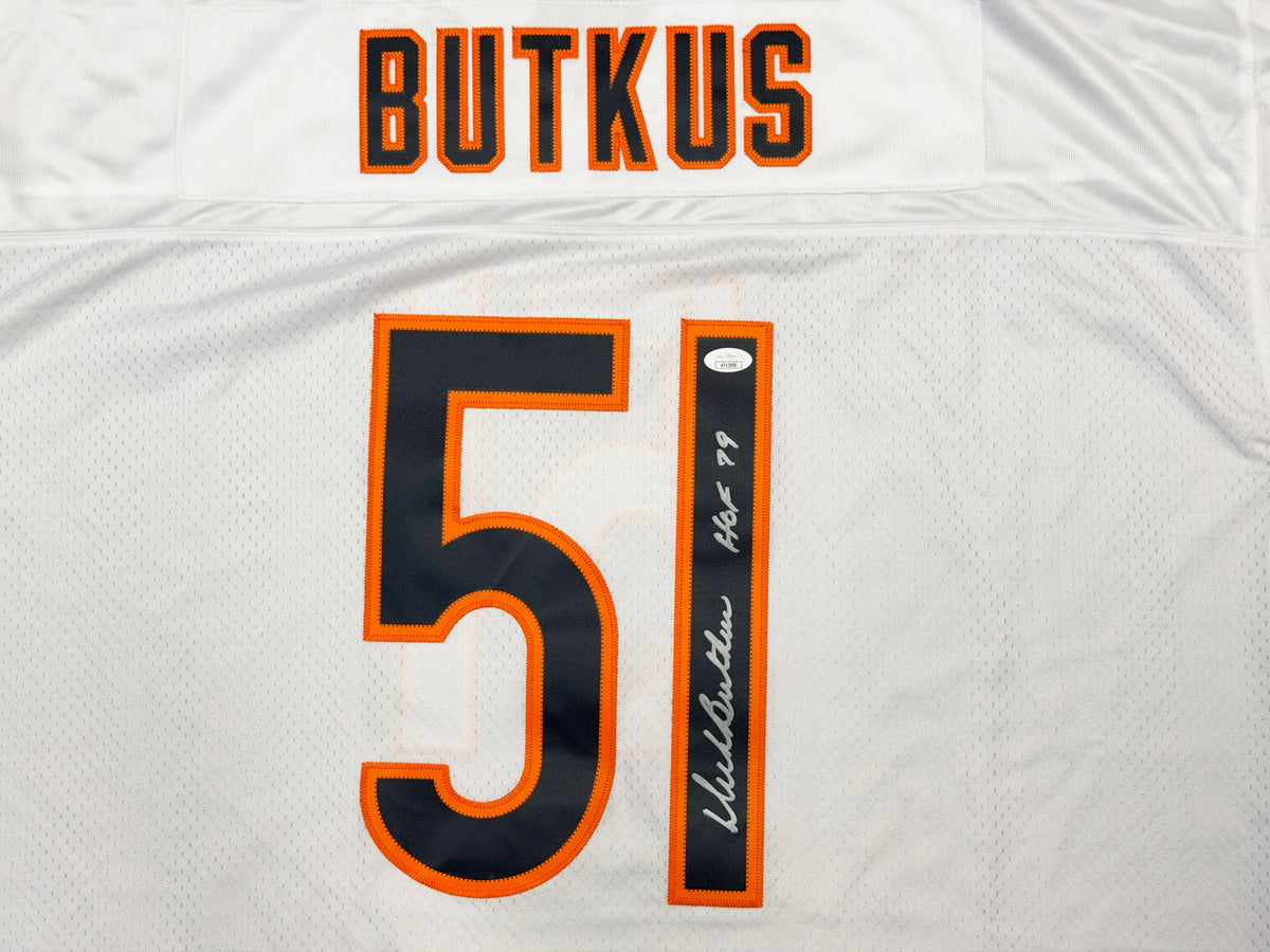 Chicago Bears Dick Butkus Autographed White Reebok Gridiron Classics Jersey Size XXL "HOF 79" JSA Stock #267921