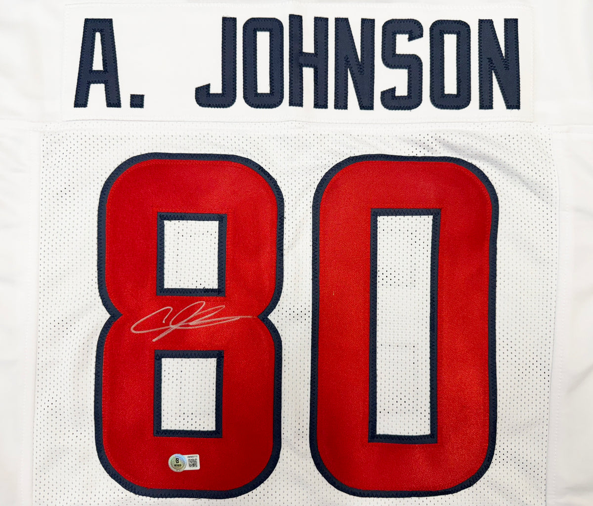 Houston Texans Andre Johnson Autographed White Jersey Beckett BAS Witness Stock #267654