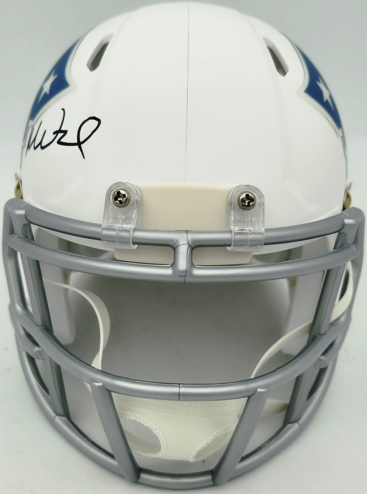 Mike Vrabel Autographed New England Patriots White Rivalries Speed Mini Helmet JSA Witness Stock #267909