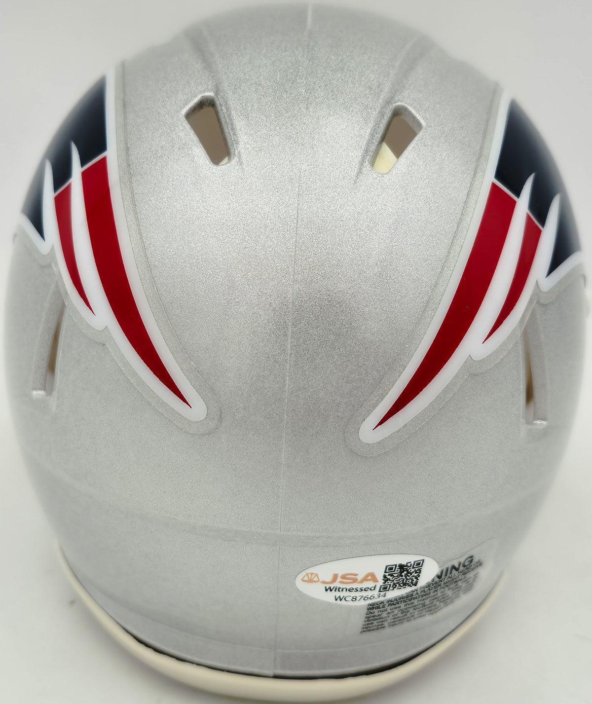 Mike Vrabel Autographed New England Patriots Silver Speed Mini Helmet JSA Witness Stock #267910