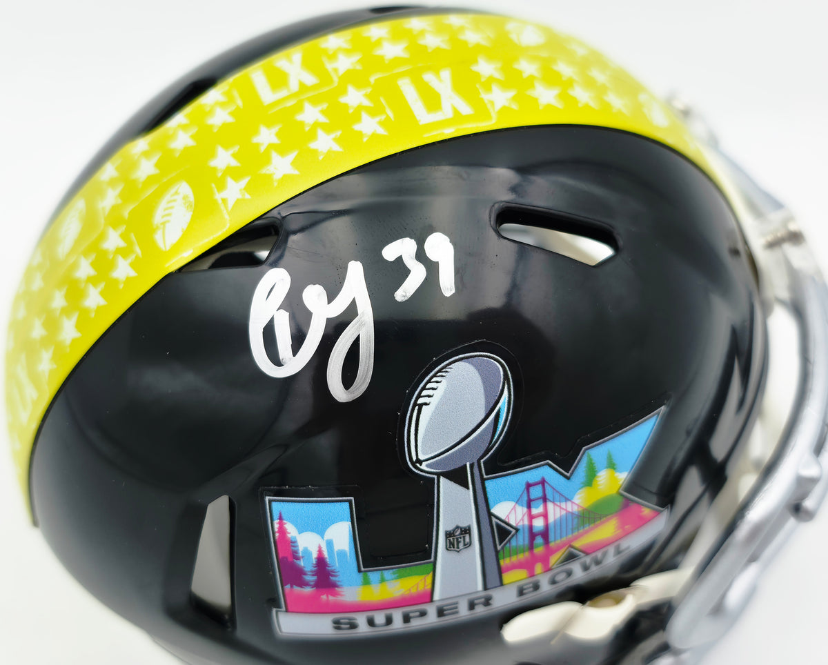 Ty Okada Autographed Seattle Seahawks Black Super Bowl LX Logo Speed Mini Helmet MCS Holo Stock #267935