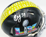 Ty Okada Autographed Seattle Seahawks Black Super Bowl LX Logo Speed Mini Helmet MCS Holo Stock #267935