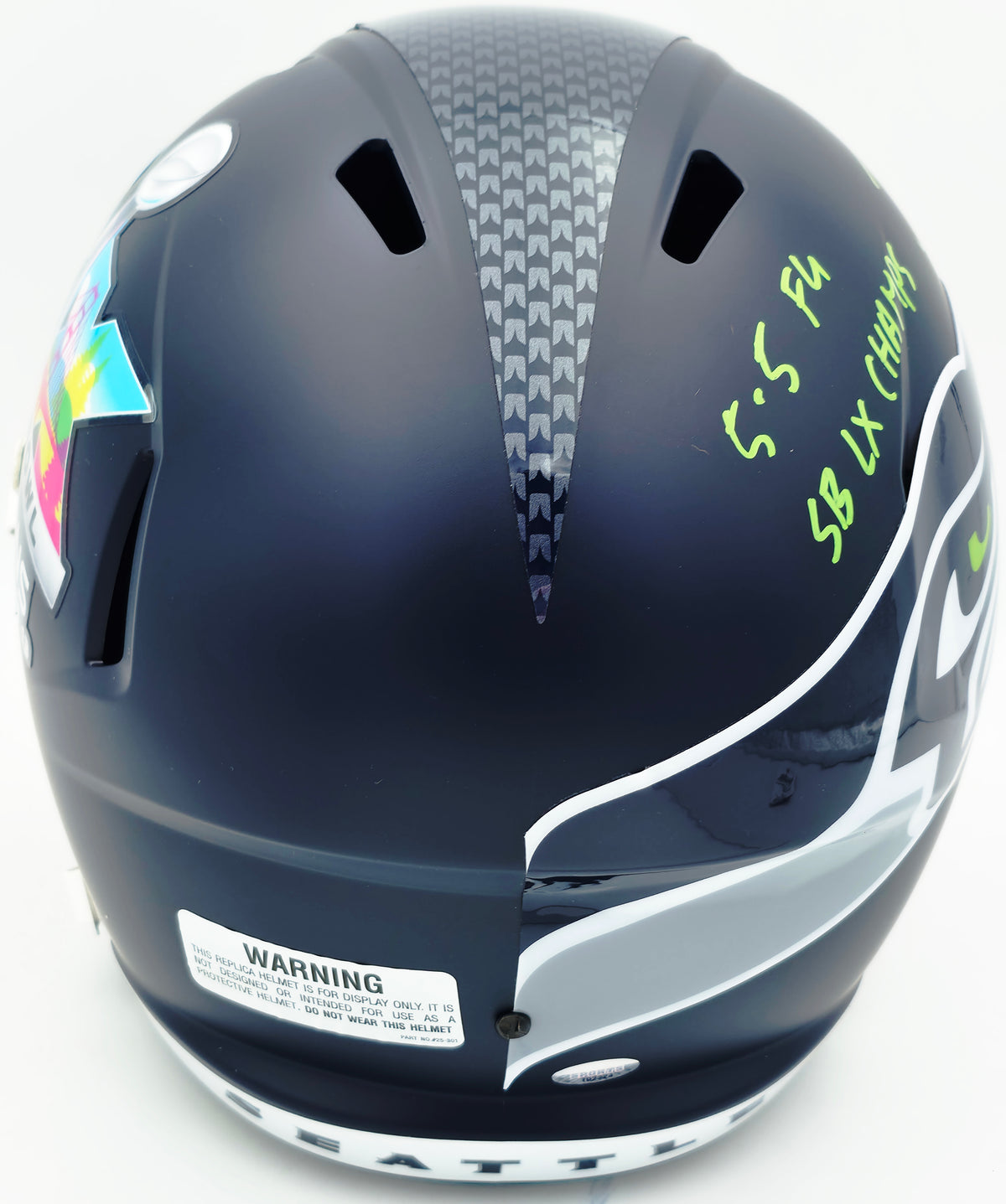 Jason Myers Autographed Seattle Seahawks Blue Full Size Super Bowl LX Champions Logo Speed Replica Helmet "5-5 FG SB LX Champs" MCS Holo Stock #267828