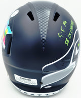 Jason Myers Autographed Seattle Seahawks Blue Full Size Super Bowl LX Champions Logo Speed Replica Helmet "5-5 FG SB LX Champs" MCS Holo Stock #267828