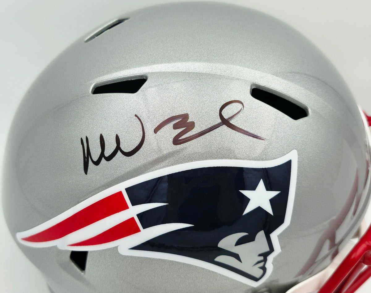Mike Vrabel Autographed New England Patriots Silver Full Size Speed Replica Helmet JSA Witness Stock #267932