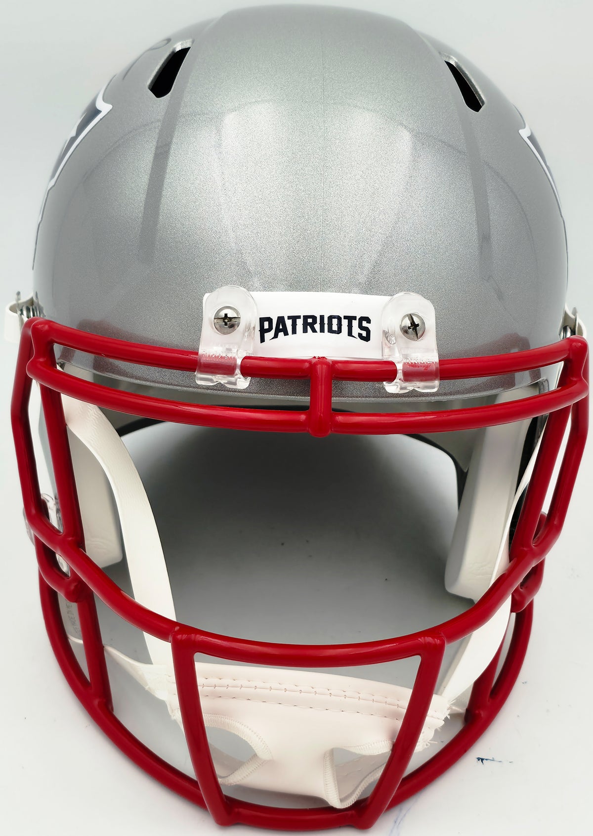 Mike Vrabel Autographed New England Patriots Silver Full Size Speed Replica Helmet JSA Witness Stock #267932