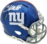 Cam Skattebo Autographed New York Giants Blue Speed Mini Helmet Beckett BAS QR Stock #267942