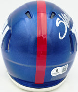 Cam Skattebo Autographed New York Giants Blue Speed Mini Helmet Beckett BAS QR Stock #267942