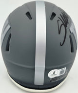 Cam Skattebo Autographed New York Giants Slate Gray Speed Mini Helmet Beckett BAS QR Stock #267943