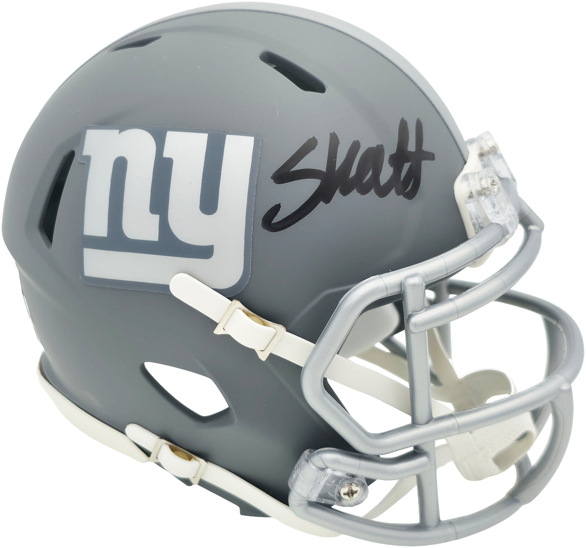 Cam Skattebo Autographed New York Giants Slate Gray Speed Mini Helmet Beckett BAS QR Stock #267944