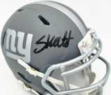 Cam Skattebo Autographed New York Giants Slate Gray Speed Mini Helmet Beckett BAS QR Stock #267944