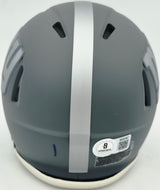 Cam Skattebo Autographed New York Giants Slate Gray Speed Mini Helmet Beckett BAS QR Stock #267944