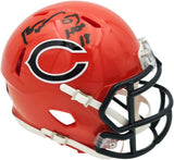 Brian Urlacher Autographed Chicago Bears Orange 2022 Alternate Speed Mini Helmet "HOF 18" Beckett BAS Witness Stock #267945