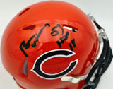 Brian Urlacher Autographed Chicago Bears Orange 2022 Alternate Speed Mini Helmet "HOF 18" Beckett BAS Witness Stock #267945
