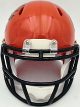 Brian Urlacher Autographed Chicago Bears Orange 2022 Alternate Speed Mini Helmet "HOF 18" Beckett BAS Witness Stock #267945