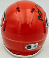 Brian Urlacher Autographed Chicago Bears Orange 2022 Alternate Speed Mini Helmet "HOF 18" Beckett BAS Witness Stock #267945