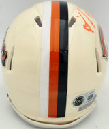 Brian Urlacher Autographed Chicago Bears Cream Retro Speed Mini Helmet "HOF 18" Beckett BAS Witness Stock #267946