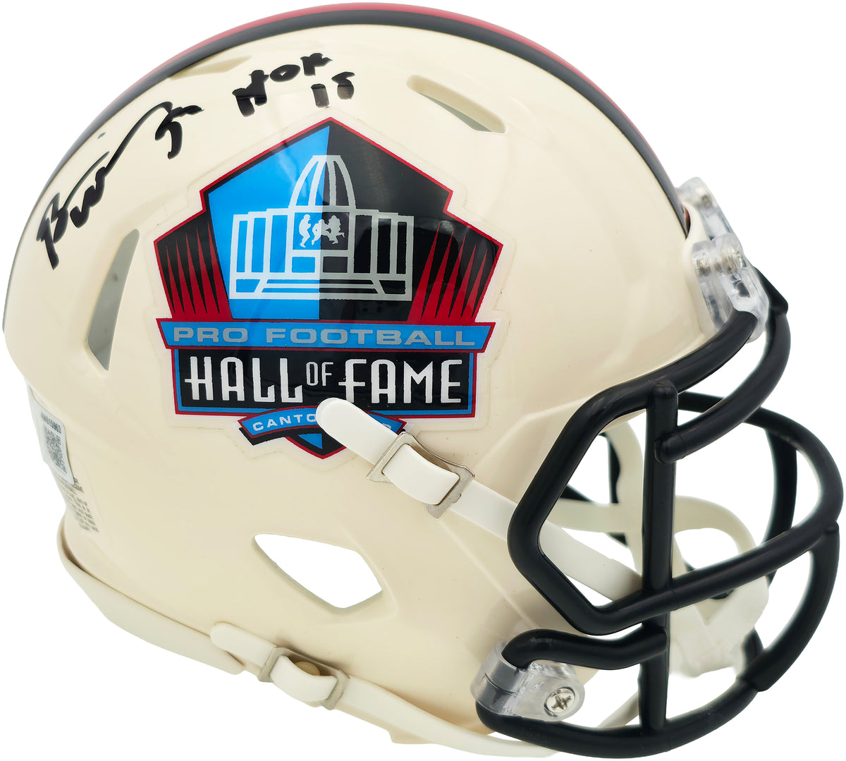 Brian Urlacher Autographed Chicago Bears Cream Retro Hall of Fame Logo Speed Mini Helmet "HOF 18" Beckett BAS Witness Stock #267947