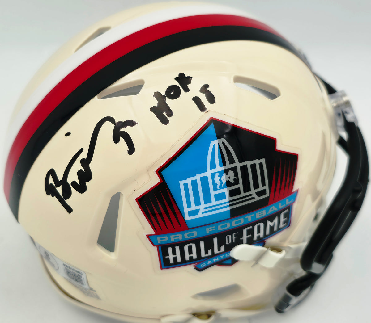 Brian Urlacher Autographed Chicago Bears Cream Retro Hall of Fame Logo Speed Mini Helmet "HOF 18" Beckett BAS Witness Stock #267947