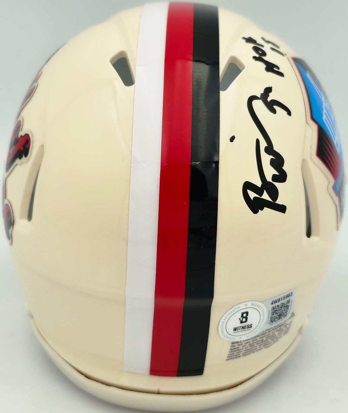 Brian Urlacher Autographed Chicago Bears Cream Retro Hall of Fame Logo Speed Mini Helmet "HOF 18" Beckett BAS Witness Stock #267947