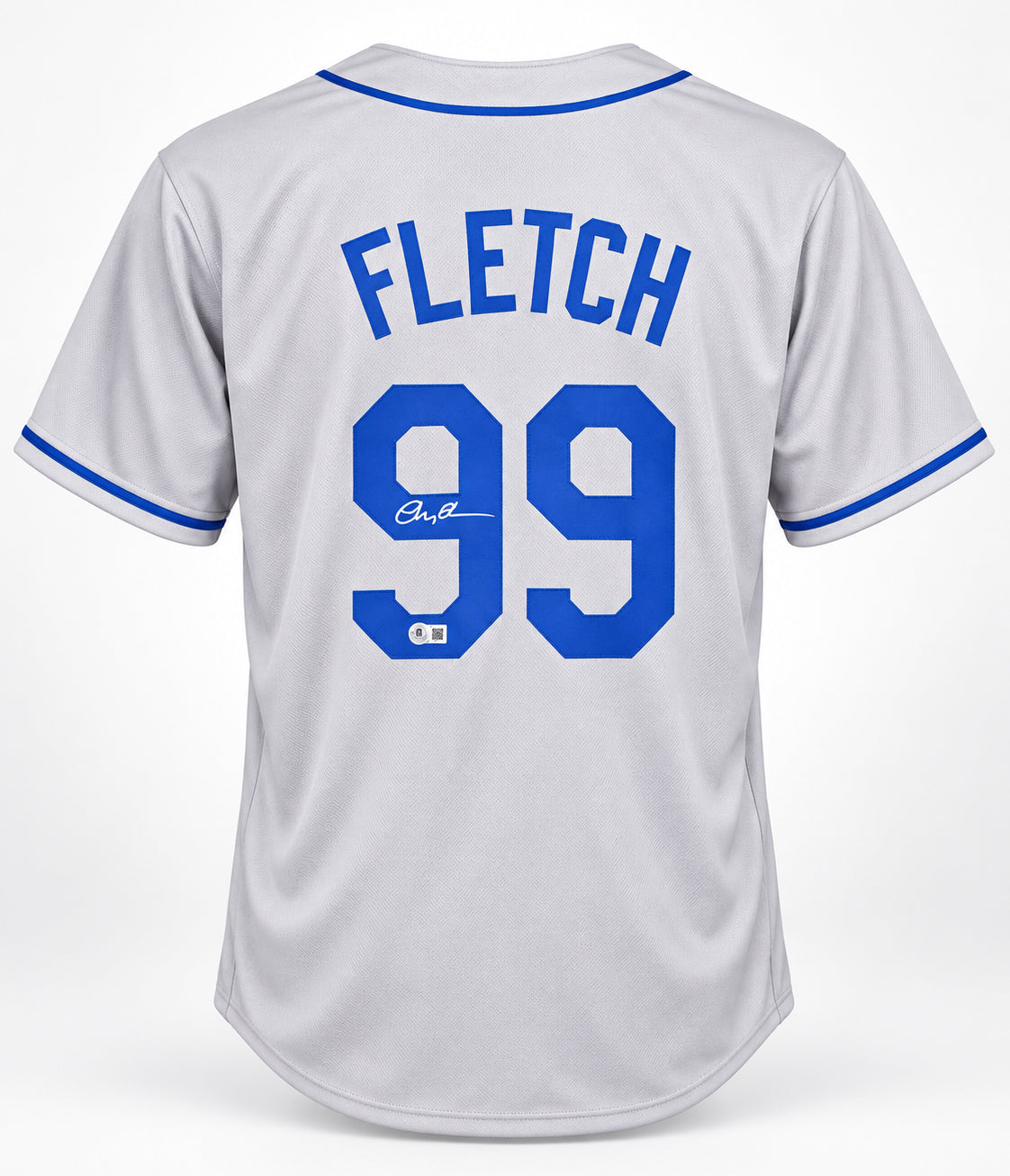 Fletch Chevy Chase Autographed Gray Jersey Beckett BAS QR Stock #267948