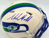 Mike Macdonald Autographed Seattle Seahawks Cream Retro Speed Mini Helmet Beckett BAS Witness Stock #267795