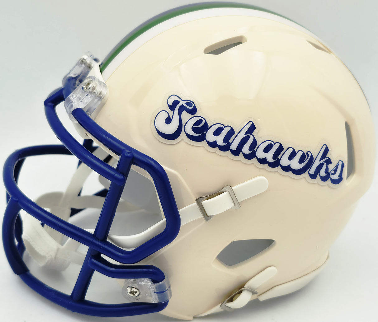 Mike Macdonald Autographed Seattle Seahawks Cream Retro Speed Mini Helmet Beckett BAS Witness Stock #267795