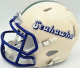 Mike Macdonald Autographed Seattle Seahawks Cream Retro Speed Mini Helmet Beckett BAS Witness Stock #267795
